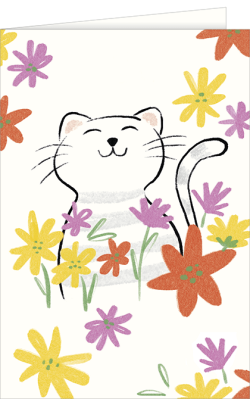 Grußkarte Katzen Blumen Motiv